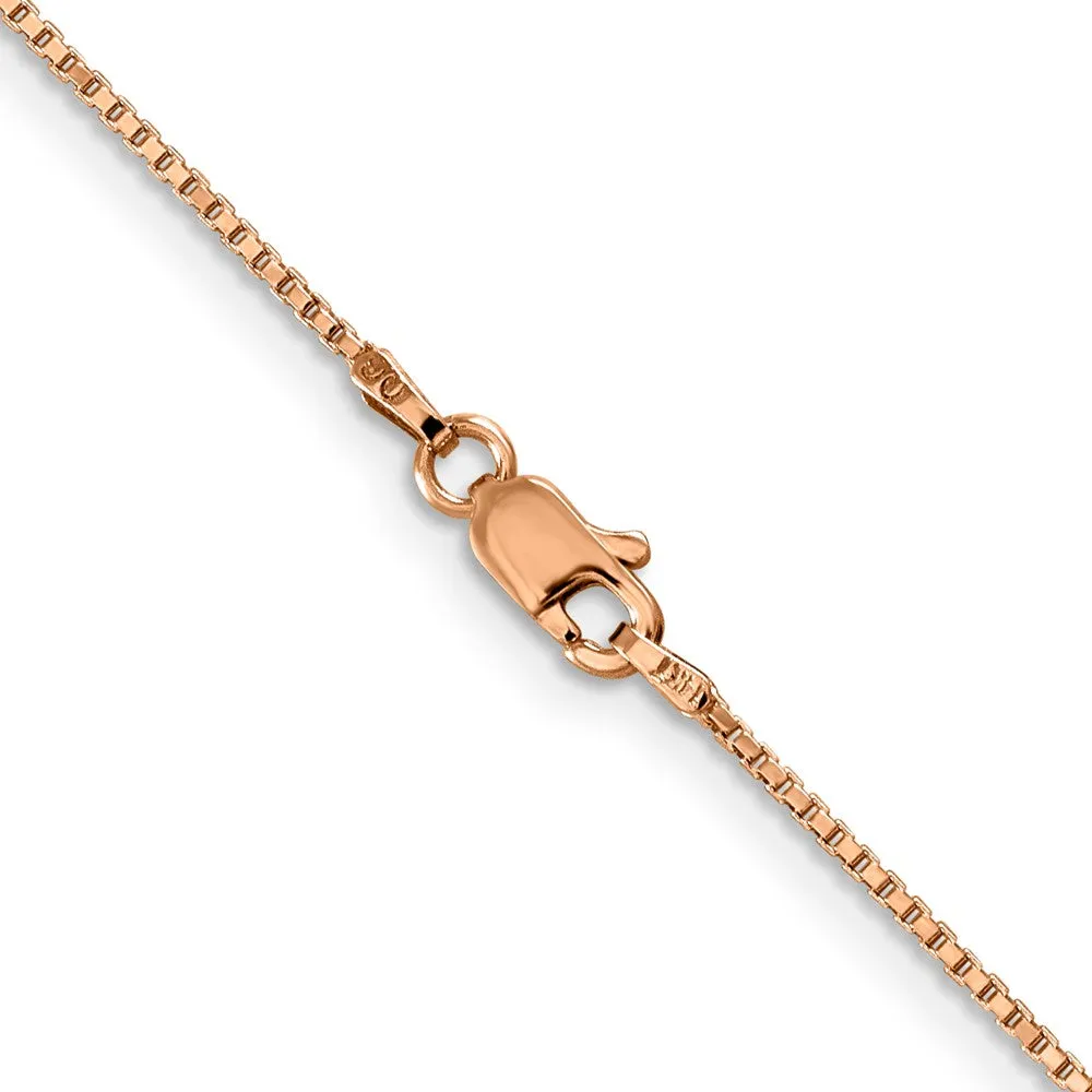 14KT Rose Gold 16-inch 1MM Lobster Clasp Box Chain