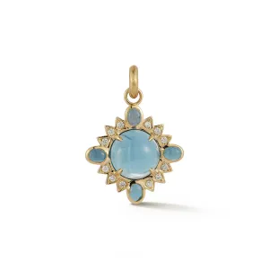 14KY Blue Topaz & Diamond Mini Nora Charm