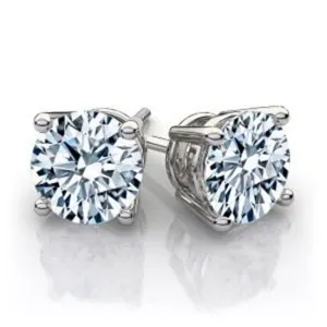 1.71 Carat T.W. Round Brilliant Cut White Gold Diamond Studs