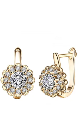 18k Gold Halo Cubic Zirconia Oval Earrings