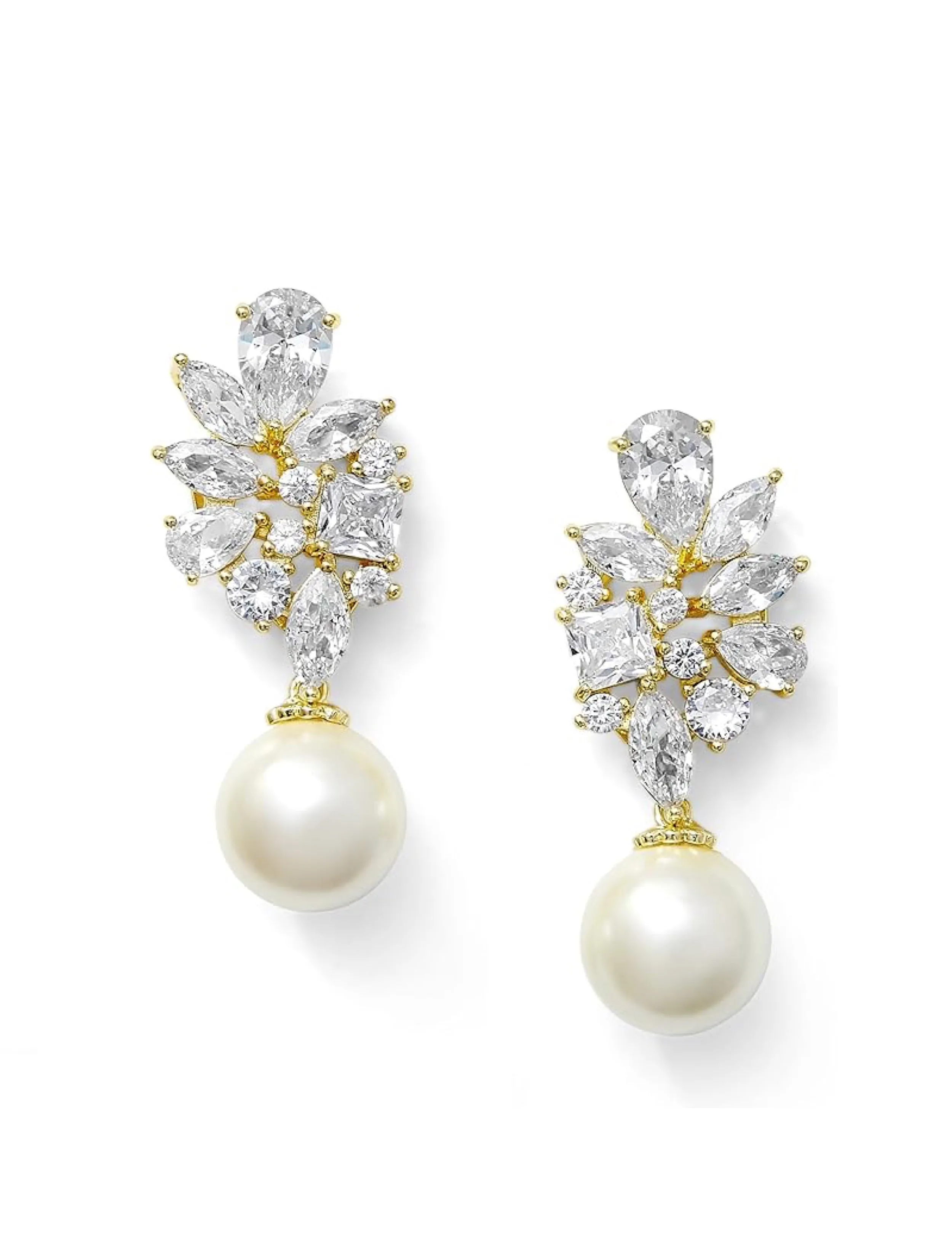 18k Gold Marquise Crystal Earrings