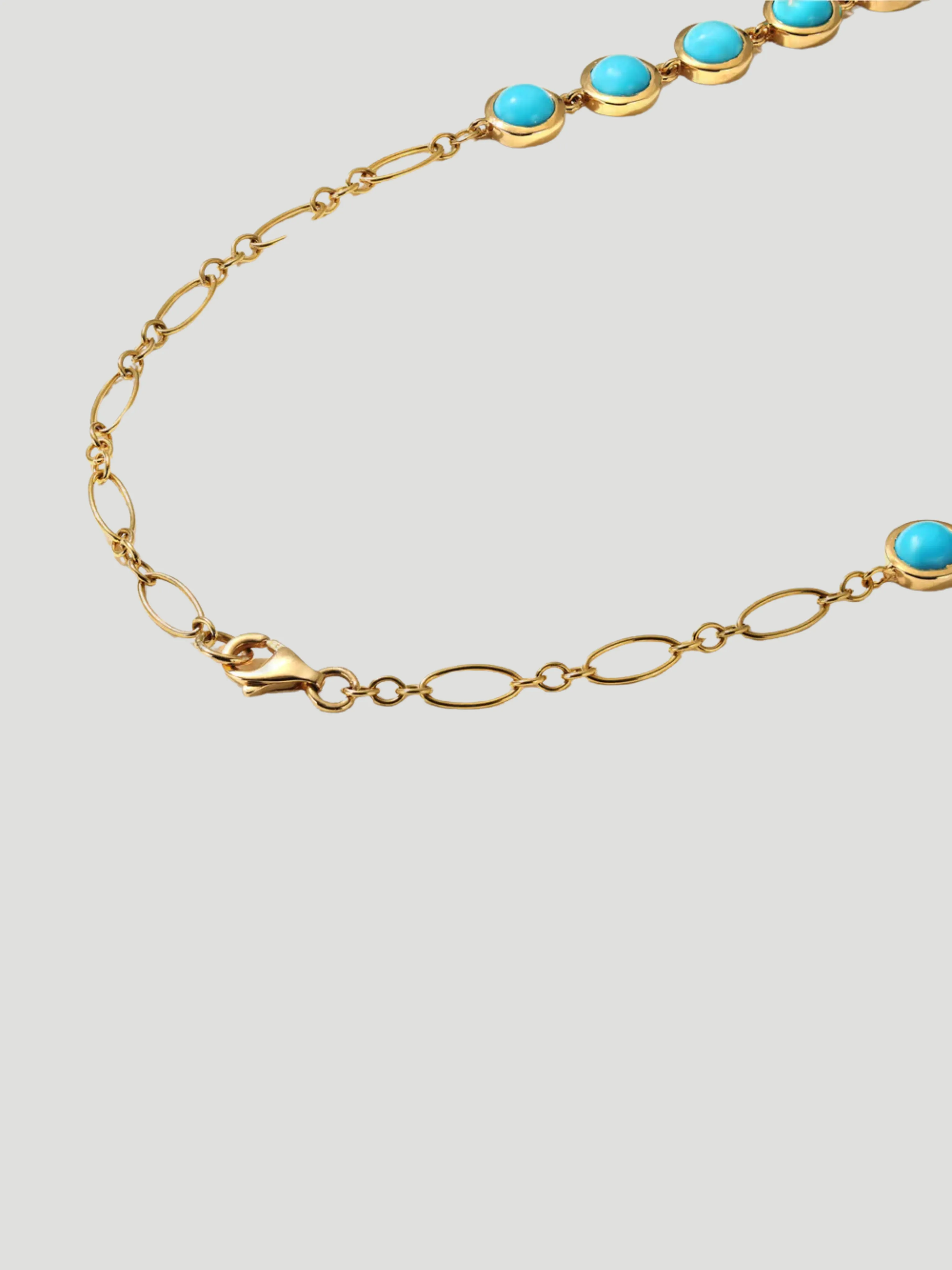 18K Yellow Gold Bubble Diamond and Turquoise Necklace