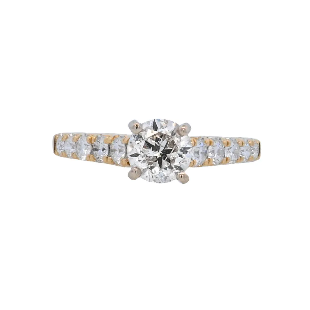 18K Yellow Round Diamond 1.01Ct Solitaire Engagement Ring