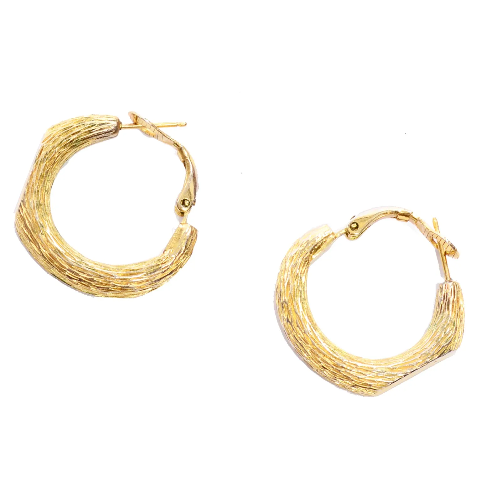 1960s Vintage Trifari Crown Textured Gold Pierced Earrings