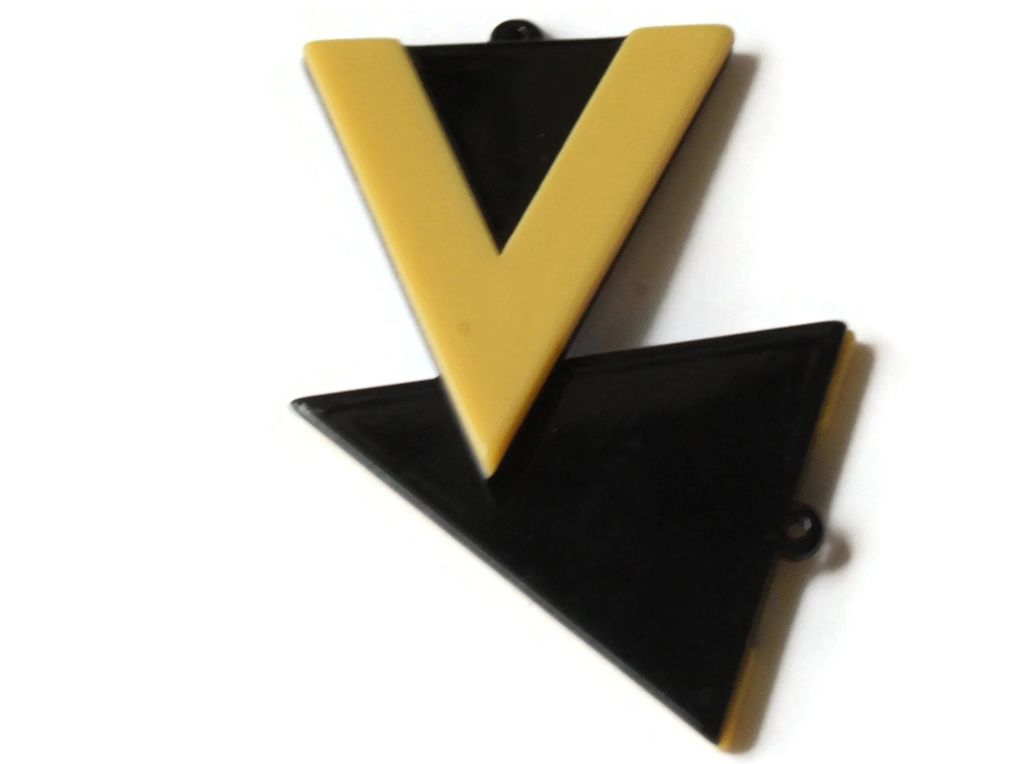 2 42mm Yellow and Black Resin Triangle Pendants