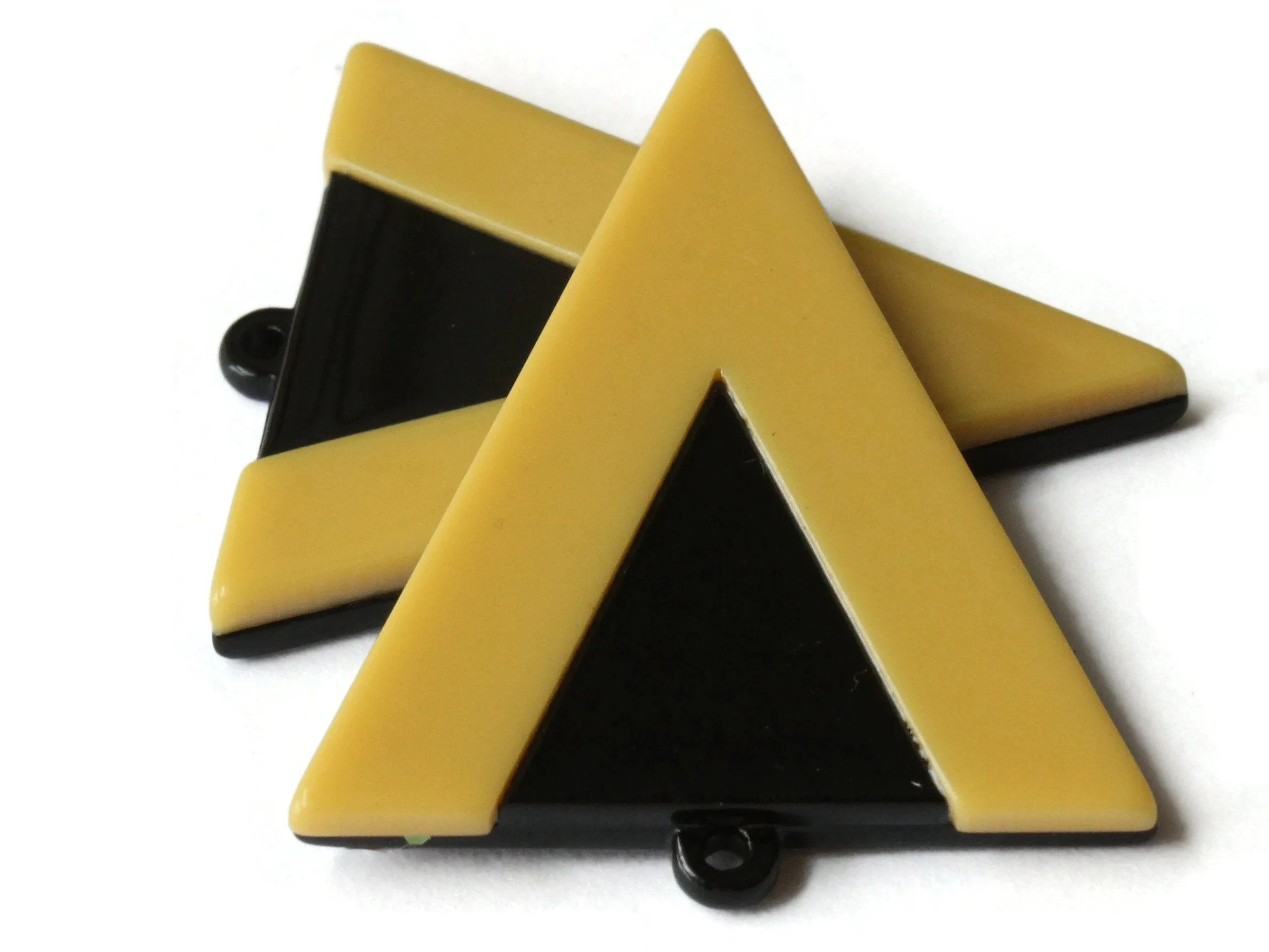 2 42mm Yellow and Black Resin Triangle Pendants