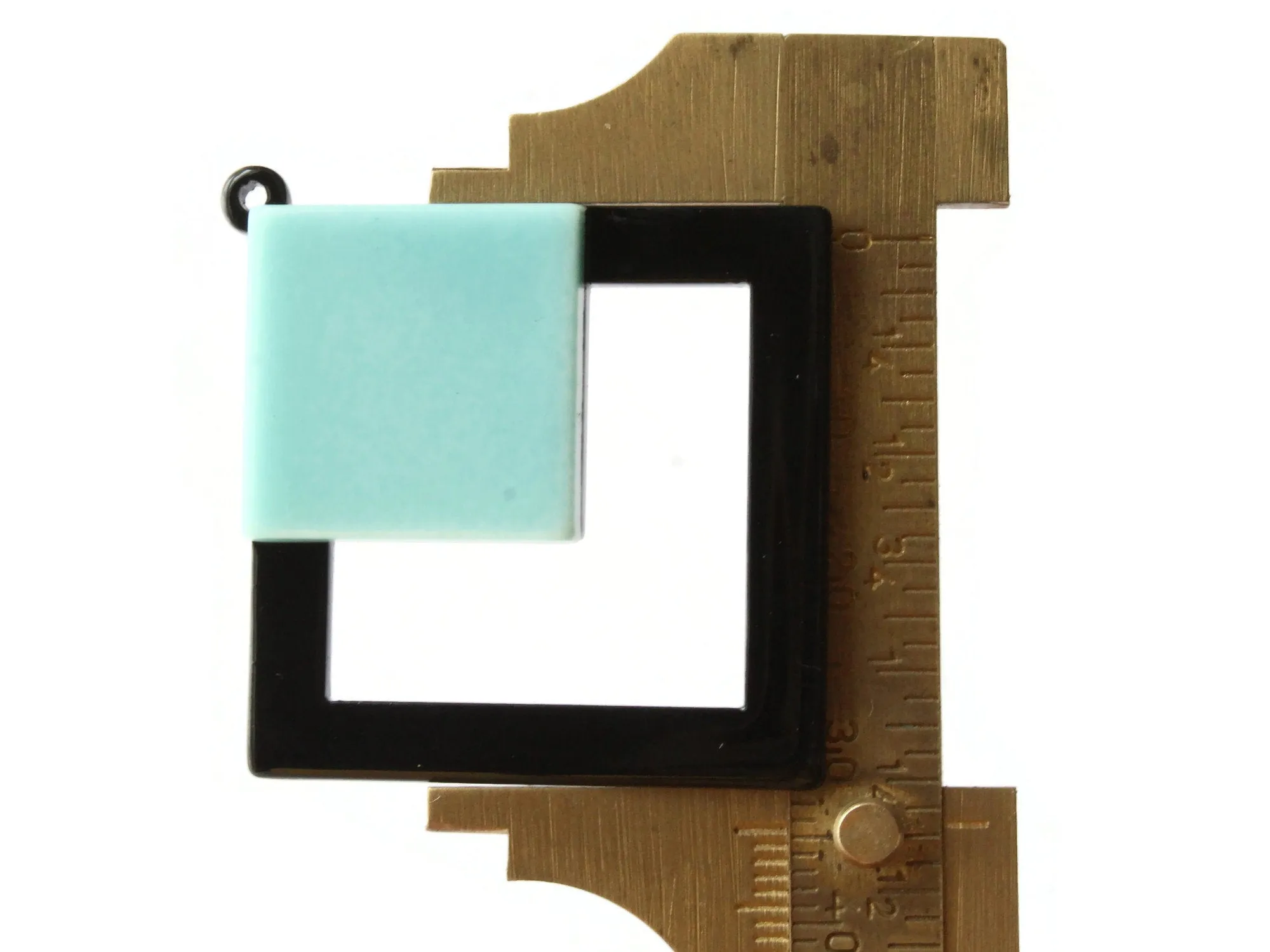 2 51mm Blue and Black Double Square Resin Pendants