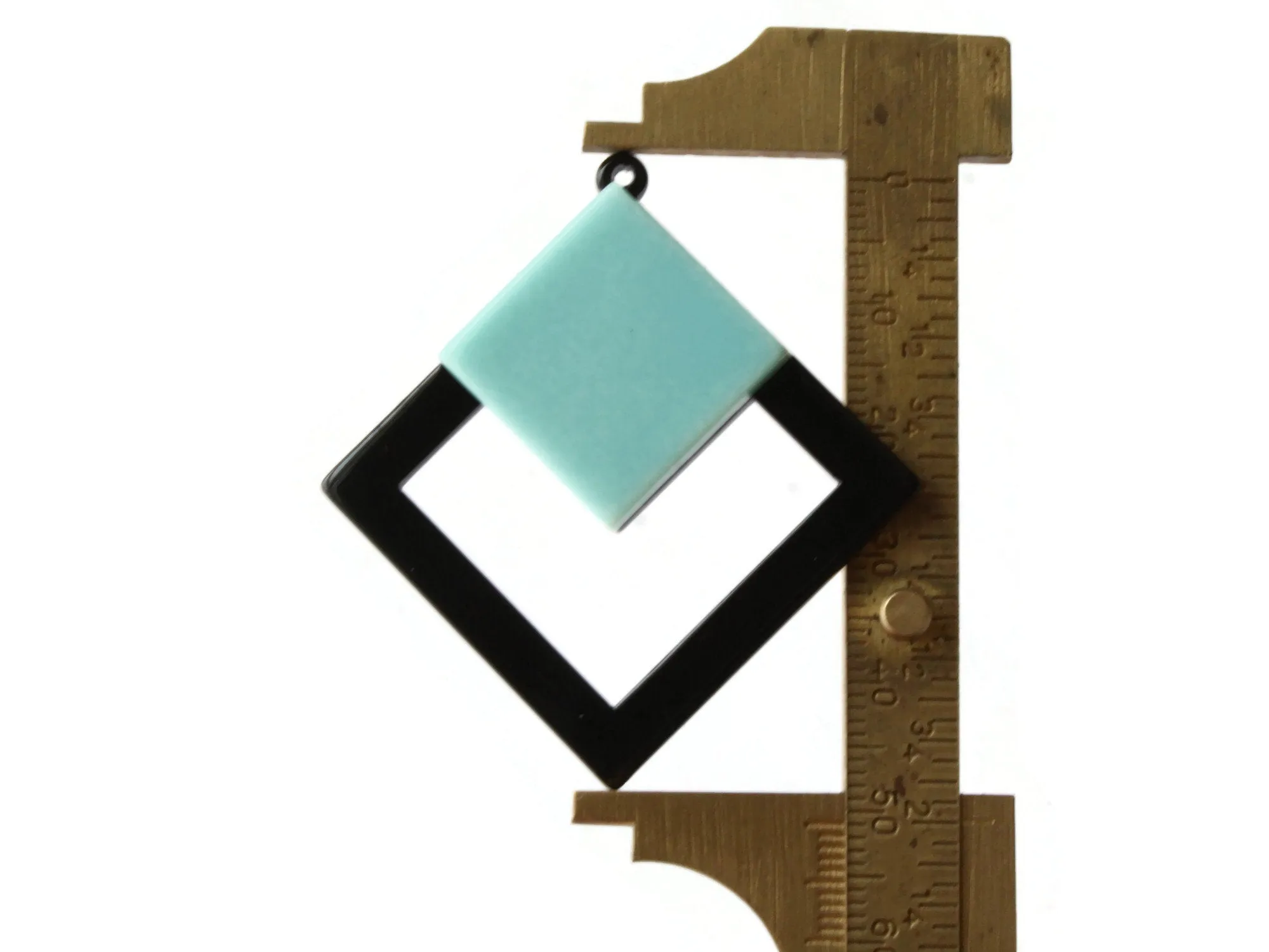 2 51mm Blue and Black Double Square Resin Pendants