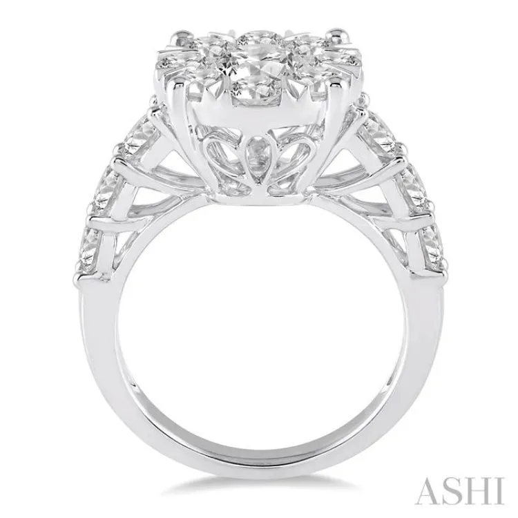 2 Ctw Round Diamond Lovebright Ring in 14K White Gold