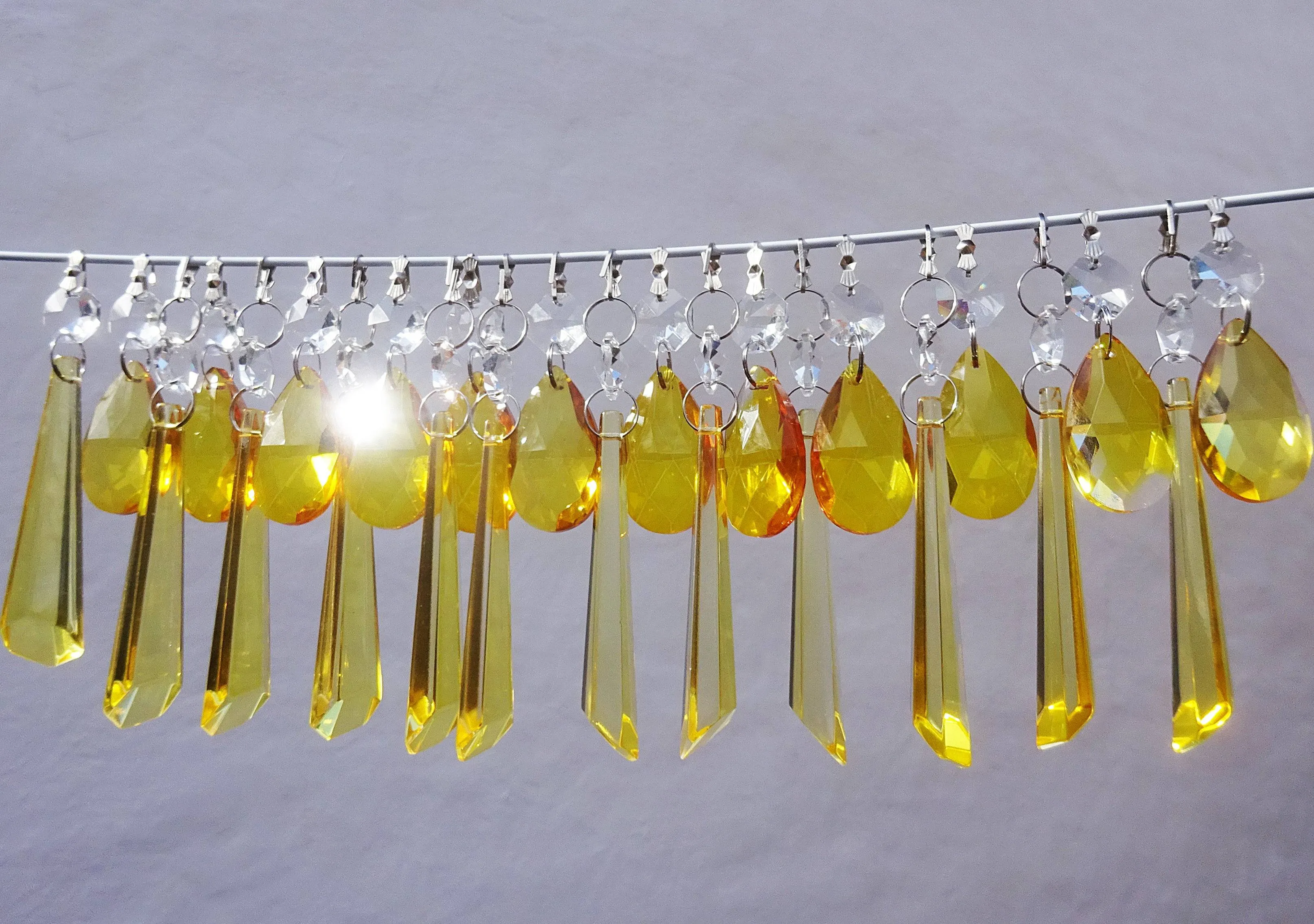 20 Cut Glass Orange Topaz Chandelier Drops Crystals Beads Droplets Light Lamp Parts