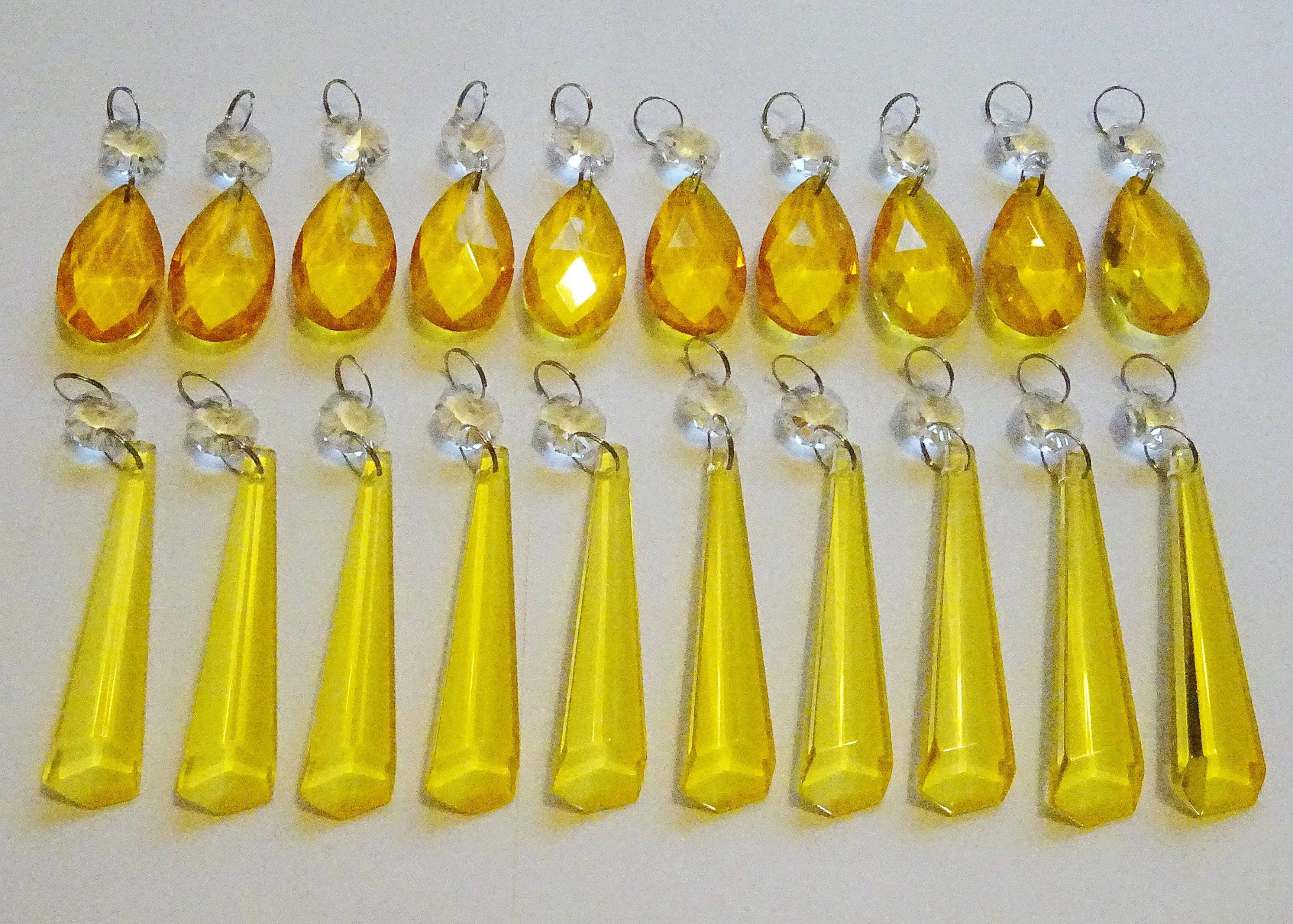 20 Cut Glass Orange Topaz Chandelier Drops Crystals Beads Droplets Light Lamp Parts