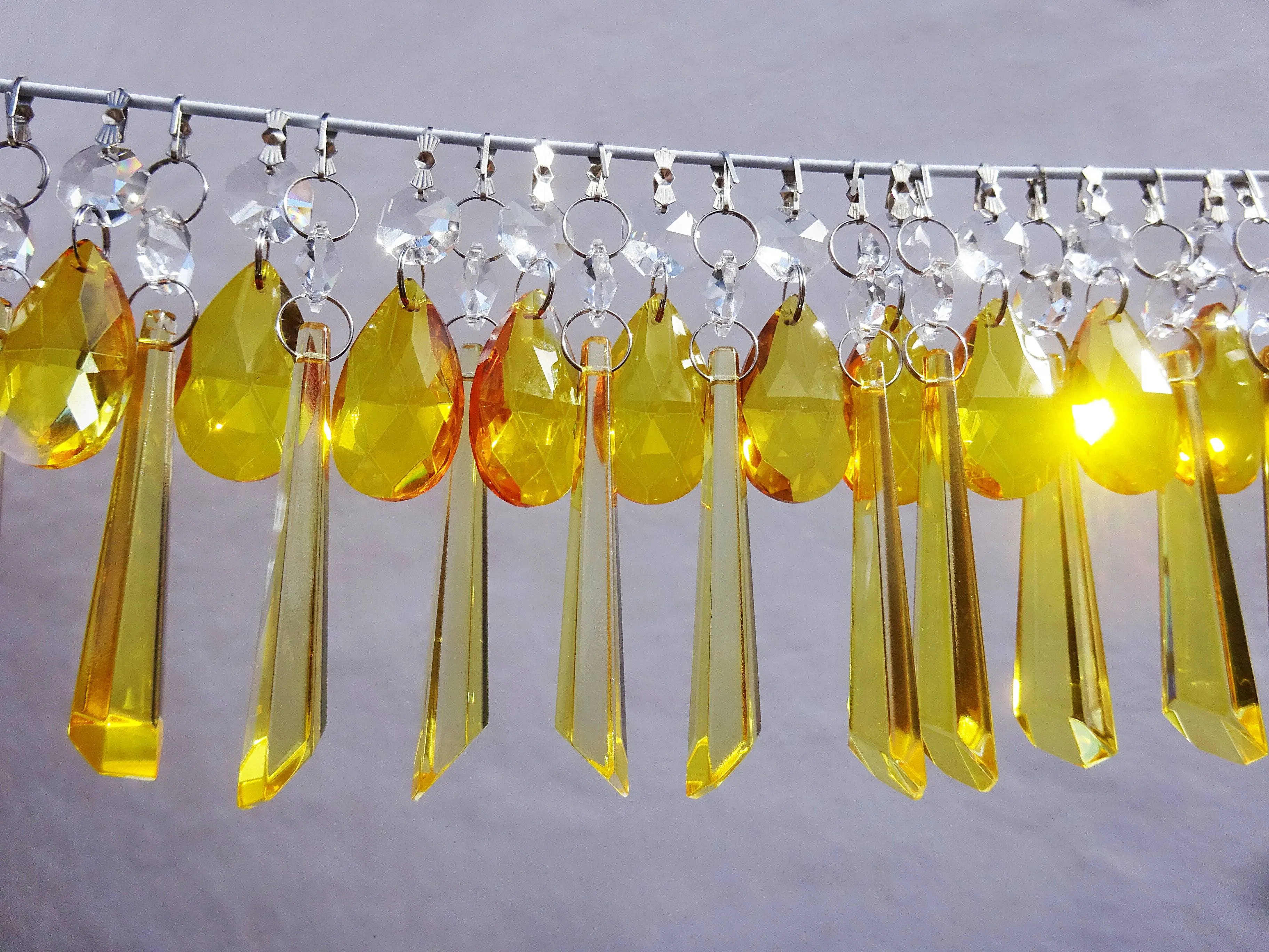 20 Cut Glass Orange Topaz Chandelier Drops Crystals Beads Droplets Light Lamp Parts