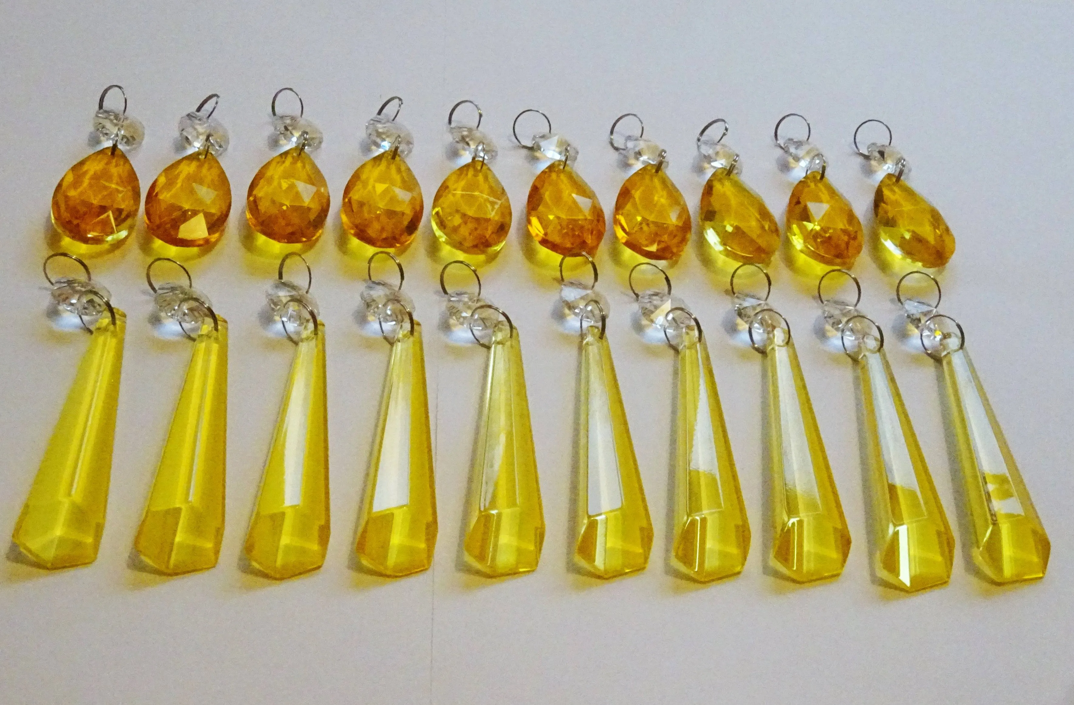 20 Cut Glass Orange Topaz Chandelier Drops Crystals Beads Droplets Light Lamp Parts