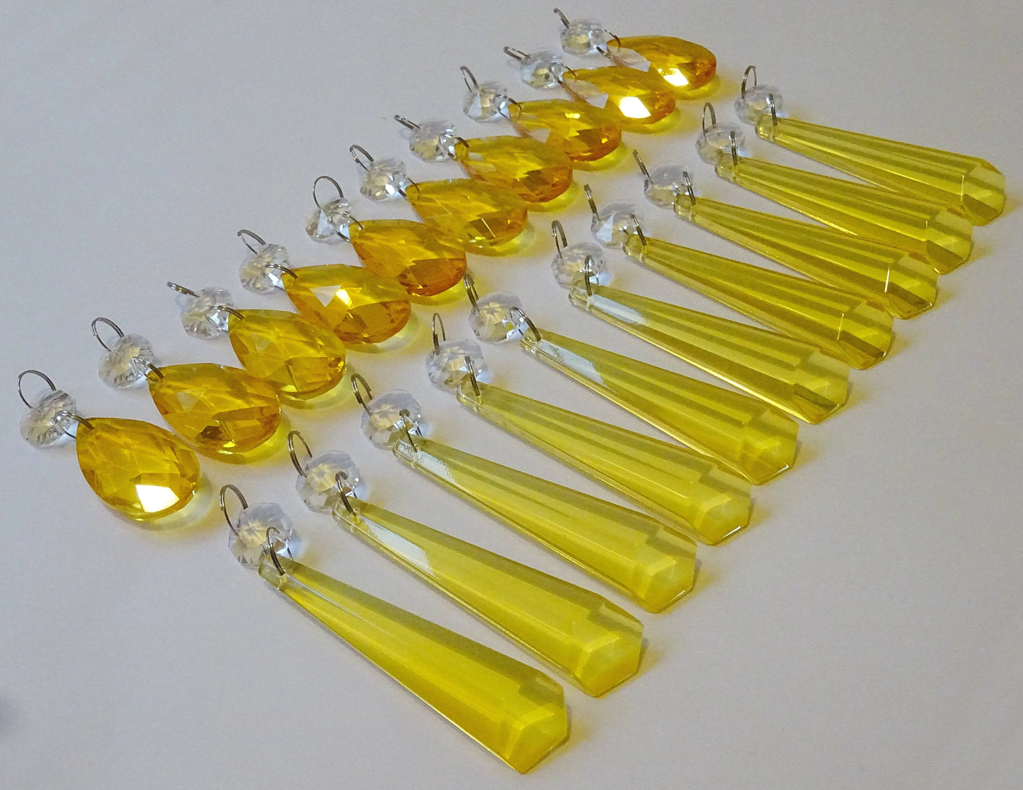 20 Cut Glass Orange Topaz Chandelier Drops Crystals Beads Droplets Light Lamp Parts