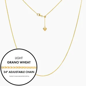 24 Italian Light Grano Wheat Adjustable Chain (Gold)