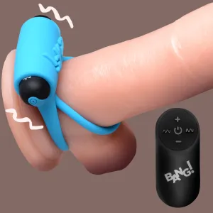 28X Remote Control Vibrating Cock Ring & Bullet - Blue