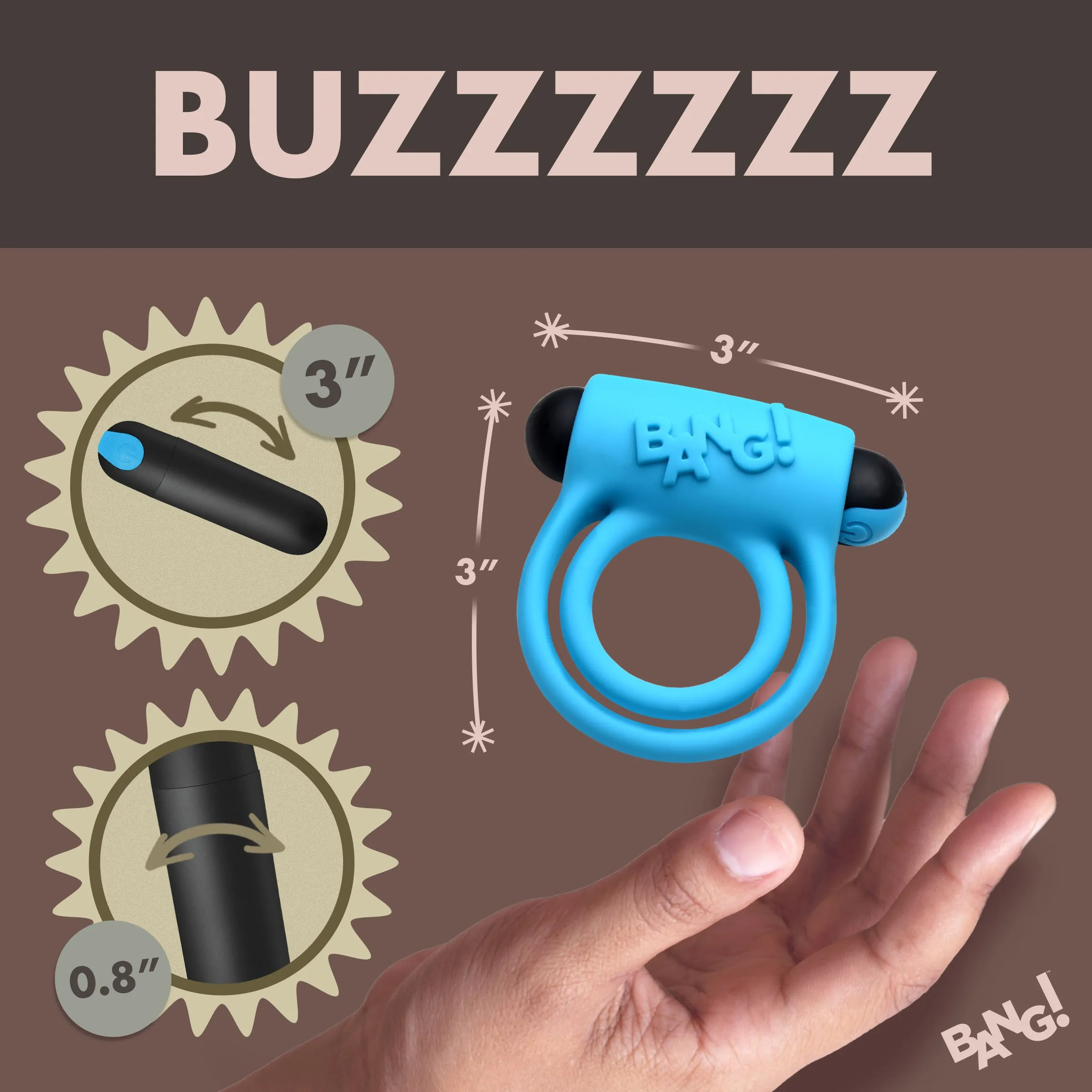 28X Remote Control Vibrating Cock Ring & Bullet - Blue