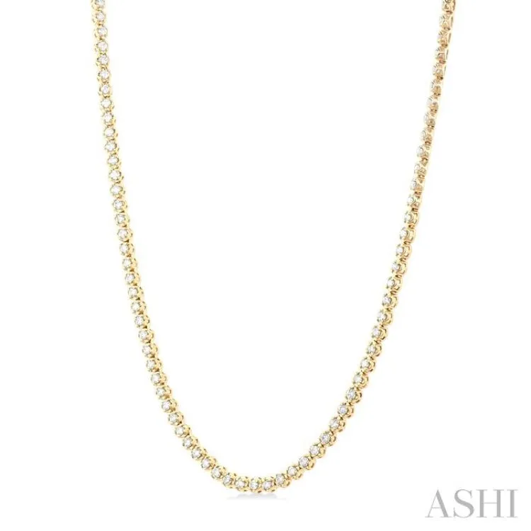 3 ctw Illusion Round Cut Diamond Eternity Tennis Necklace in 14K Yellow Gold