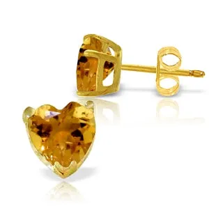 3.25 Carat 14K Solid Yellow Gold Stud Earrings Natural Citrine