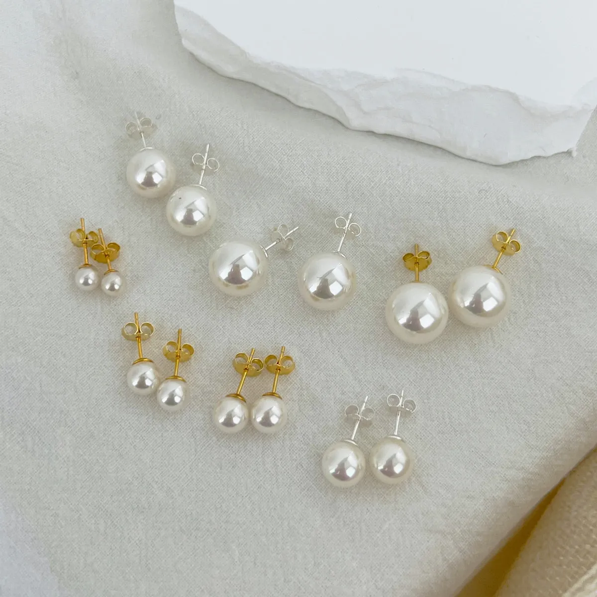 5mm/6mm/7mm/12mm Classic Pearl Studs Earrings