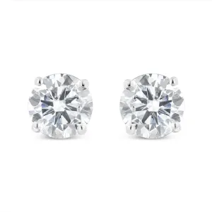 .925 Sterling Silver 1.00 Cttw Round Brilliant-Cut Diamond Classic 4-Prong Stud Earrings with Screw Backs (J-K Color, I2-I3 Clarity)