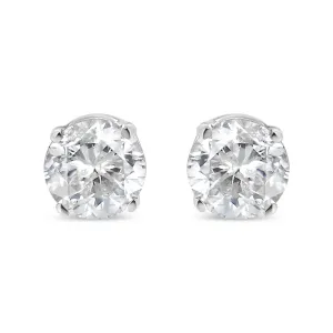 .925 Sterling Silver 1/5 Cttw Round Brilliant-Cut Diamond Classic 4-Prong Stud Earrings (H-I Color, I2-I3 Clarity)