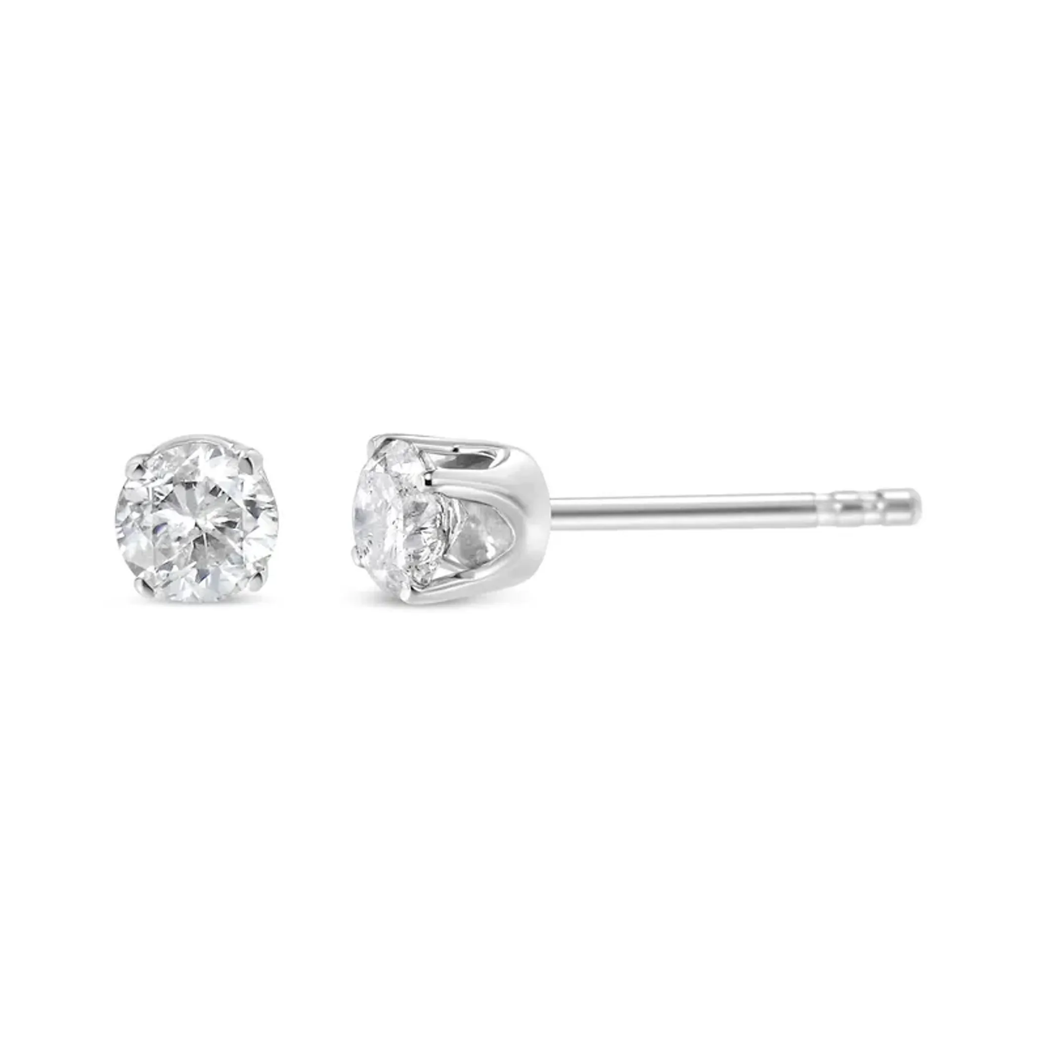 .925 Sterling Silver 1/5 Cttw Round Brilliant-Cut Diamond Classic 4-Prong Stud Earrings (H-I Color, I2-I3 Clarity)