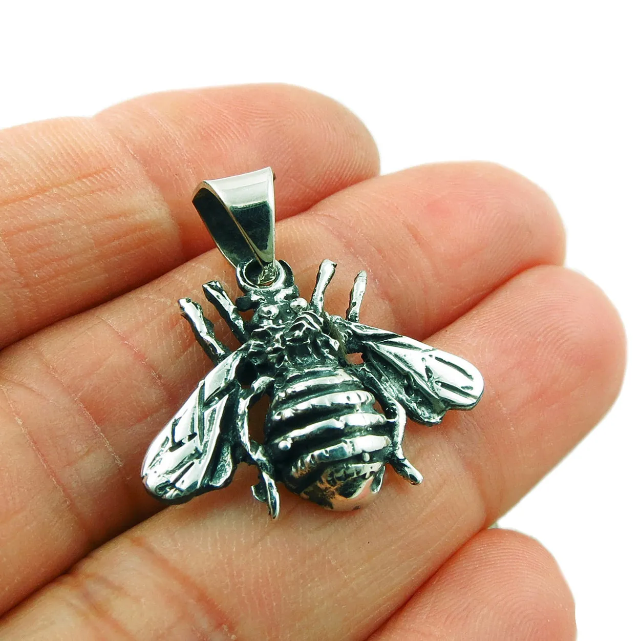 925 Sterling Silver Bumblebee Insect Bee Pendant Necklace