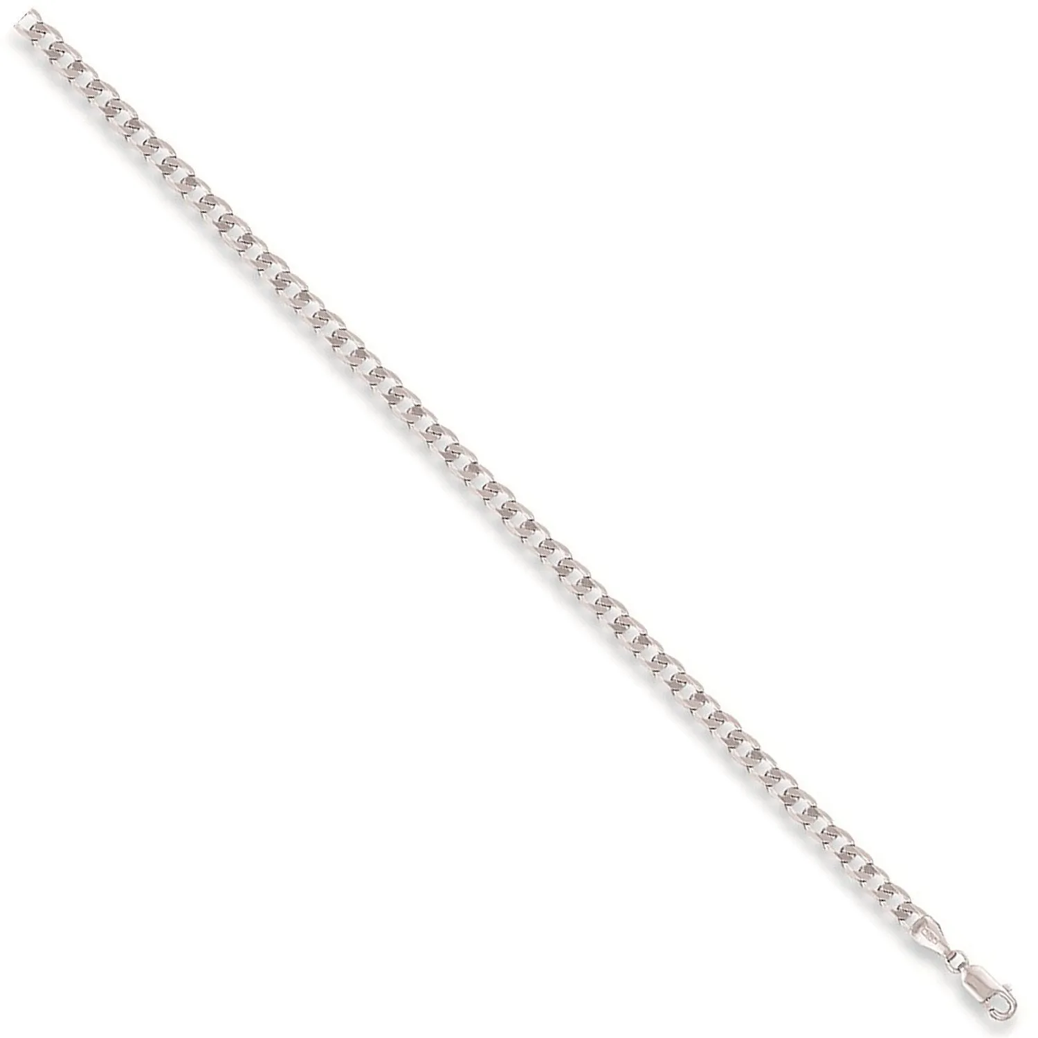 9ct White Gold Solid 4mm 24 Inch Curb Necklace 14.0g