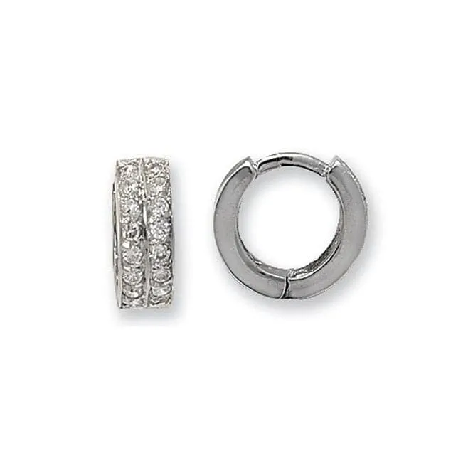 9ct White Gold Zirconia Hinged Earrings ER027W