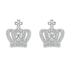 A693 Crown Diamond Stone Post Earrings