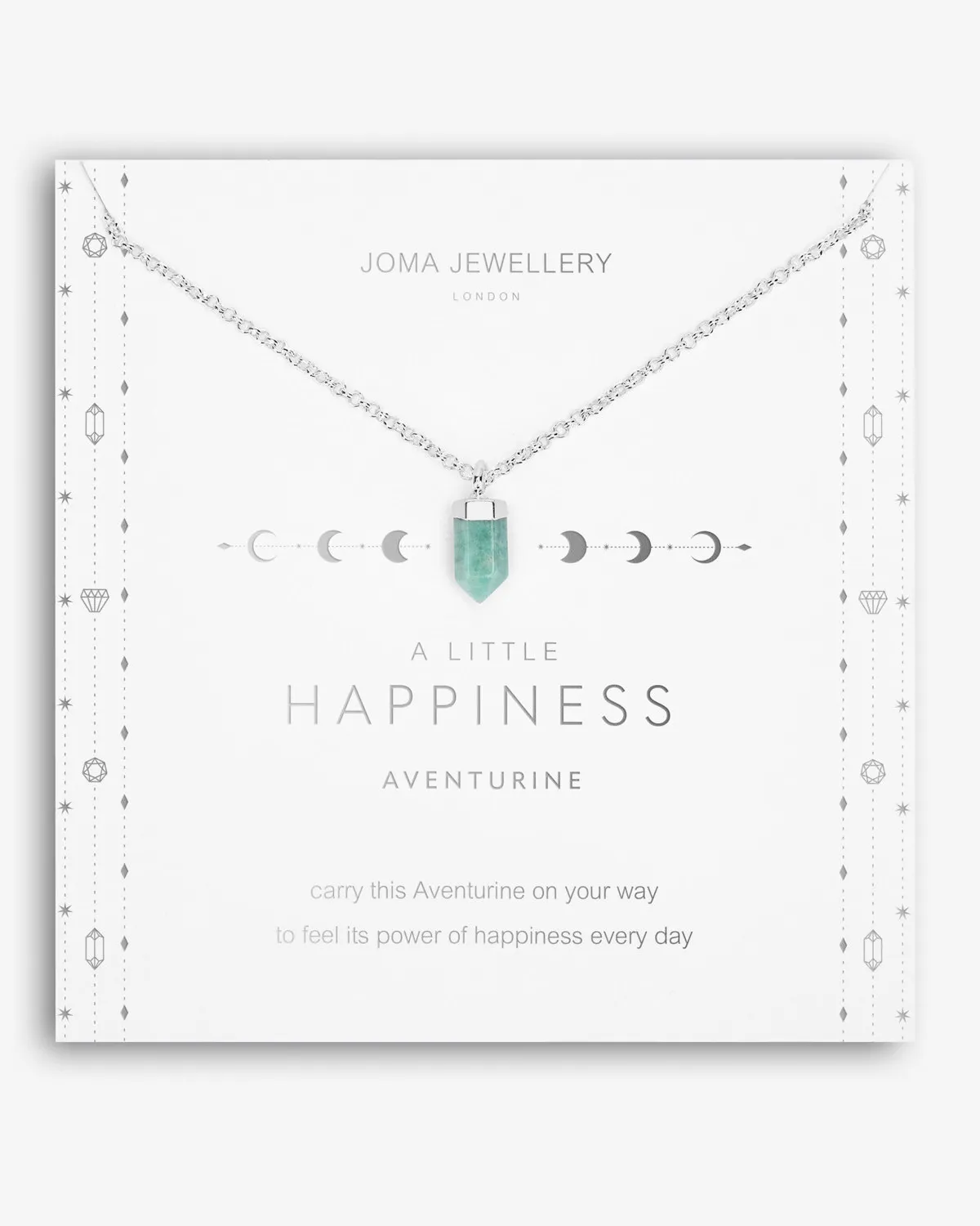 Affirmation Crystal Happiness Necklace in Silver & Aventurine