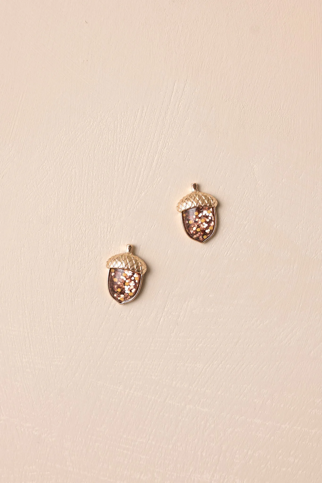 Amber Glow Gold and Brown Glitter Stud Earrings