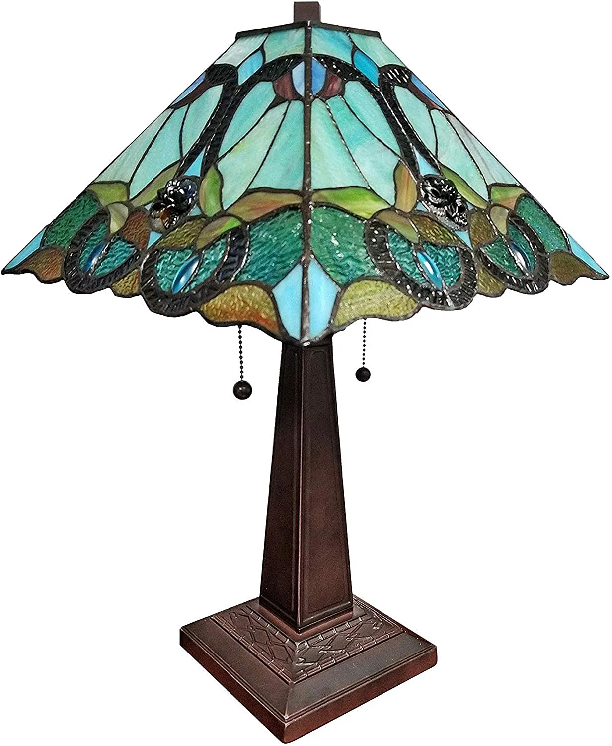 Amora Lighting AM254TL14B Tiffany Style Floral Mission Table Lamp 23" High