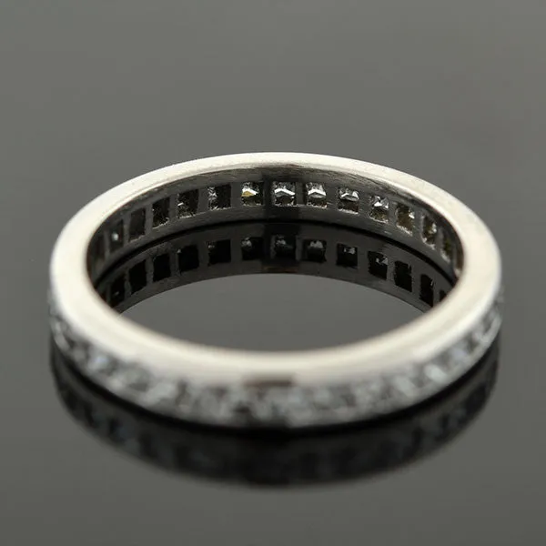 Art Deco Platinum French Cut Diamond Eternity Band 1ctw