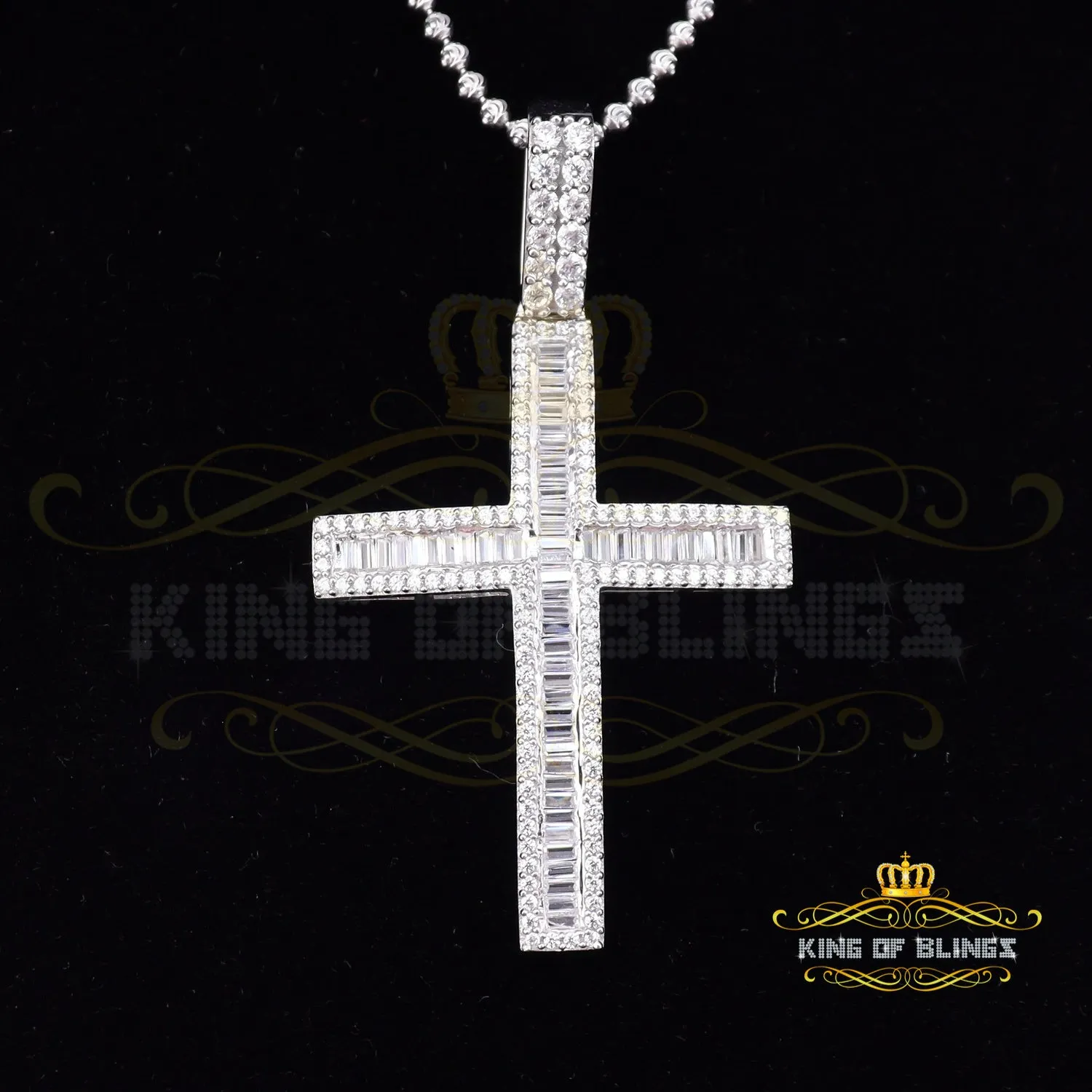 Attractive 925 Sterling Silver Bug CROSS Pendant White 4.52ct Cubic Zirconia