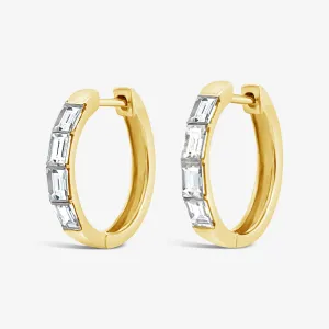 Baguette 0.85CT Diamond Huggie Earrings