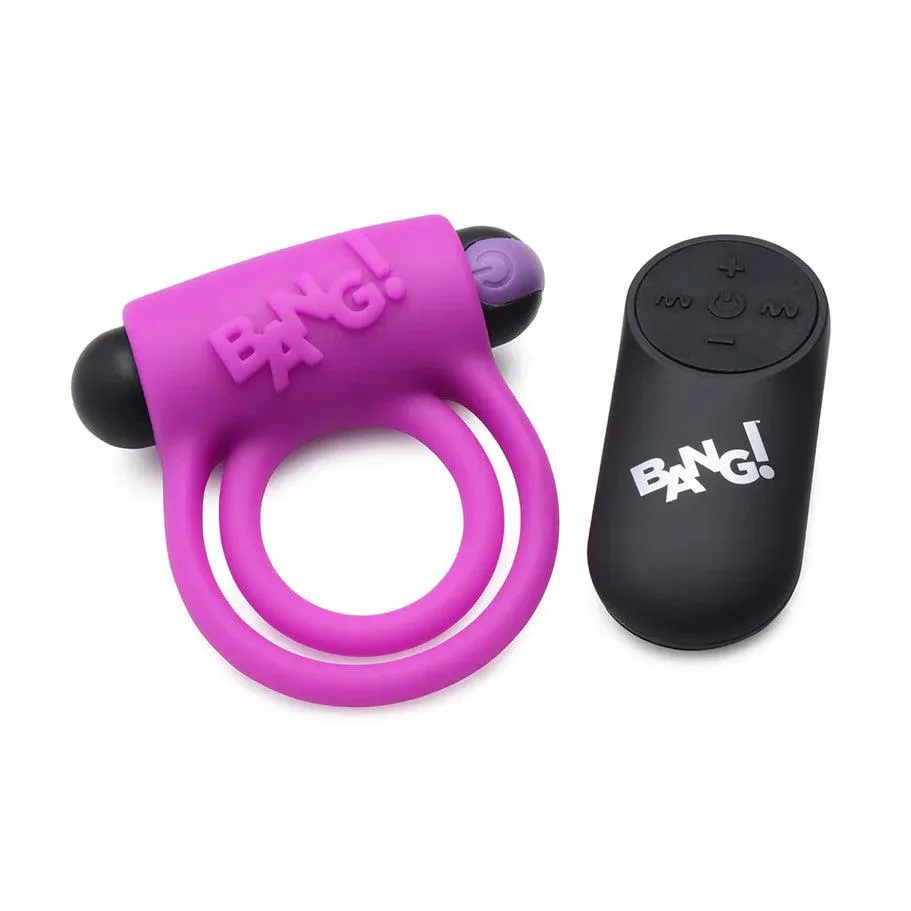 Bang! Silicone Rechargeable Cock Ring and Bullet with Remote Control