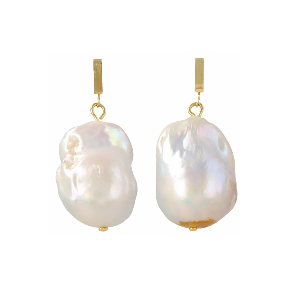 Baroque Pearl Drop Gold Tone Earrings