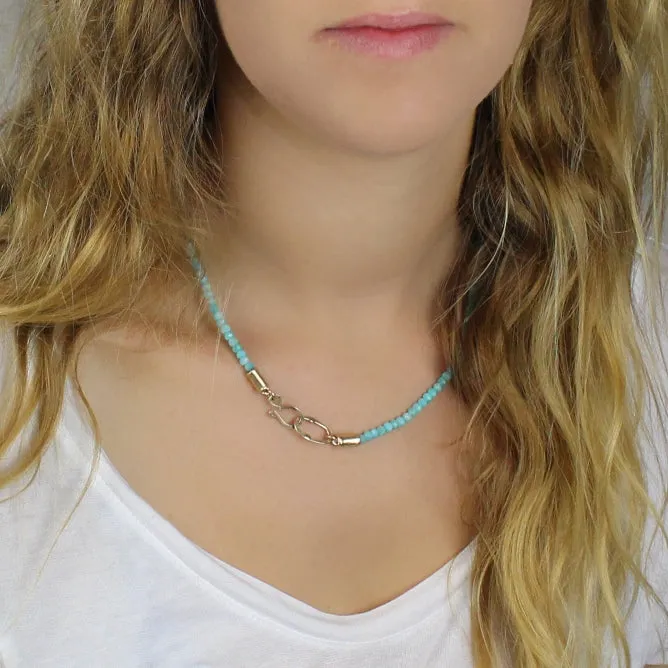 Beaded Amazonite Clasp Necklace