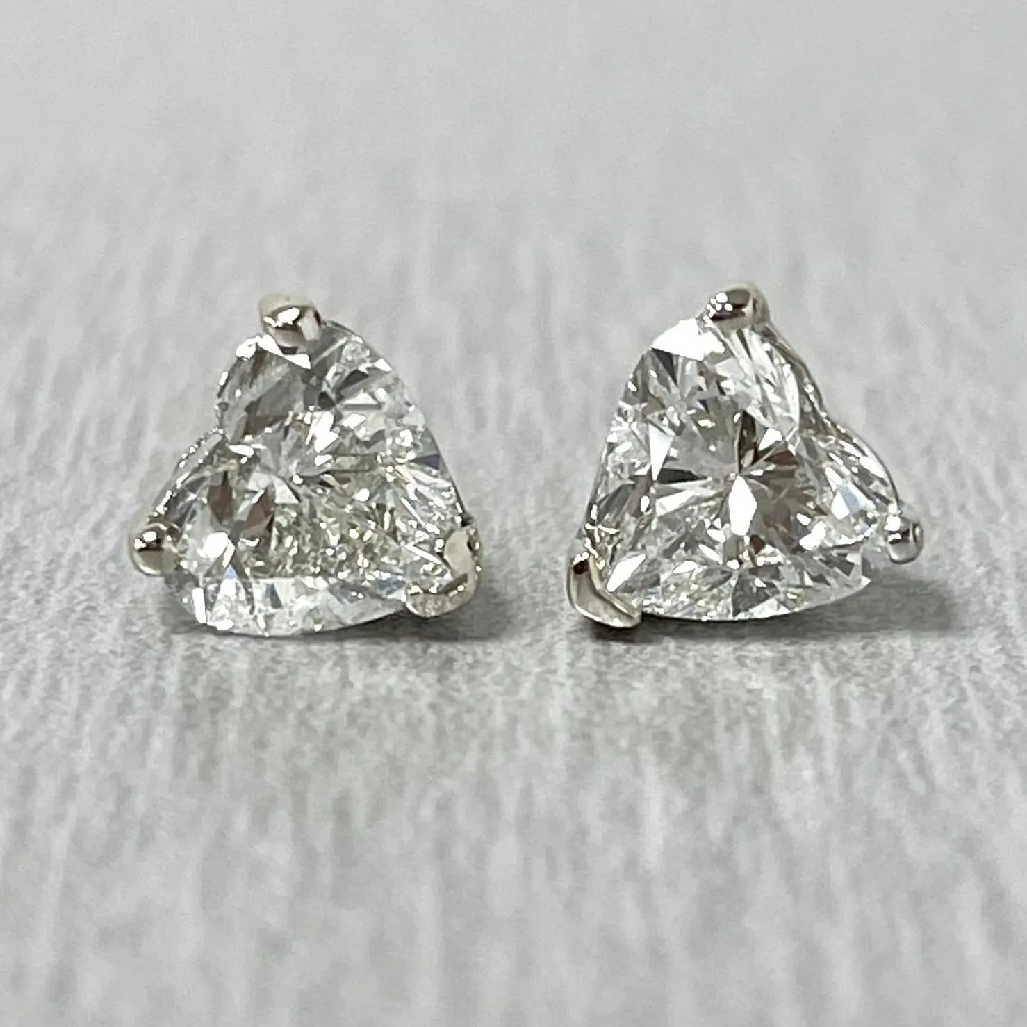 Beauvince Heart Shape Solitaire Studs (2.00 ct H SI GIA Diamonds) in White Gold