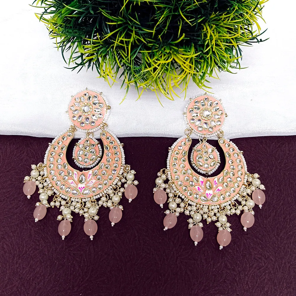 Bhavi Jewels Kundan Stone And Meenakari Dangler Earrings