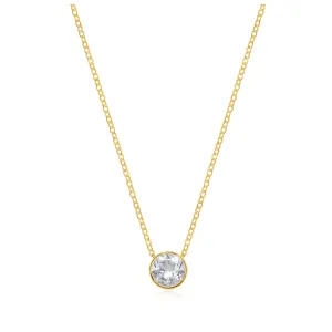 Birthstone Solitaire Necklace-April White Topaz