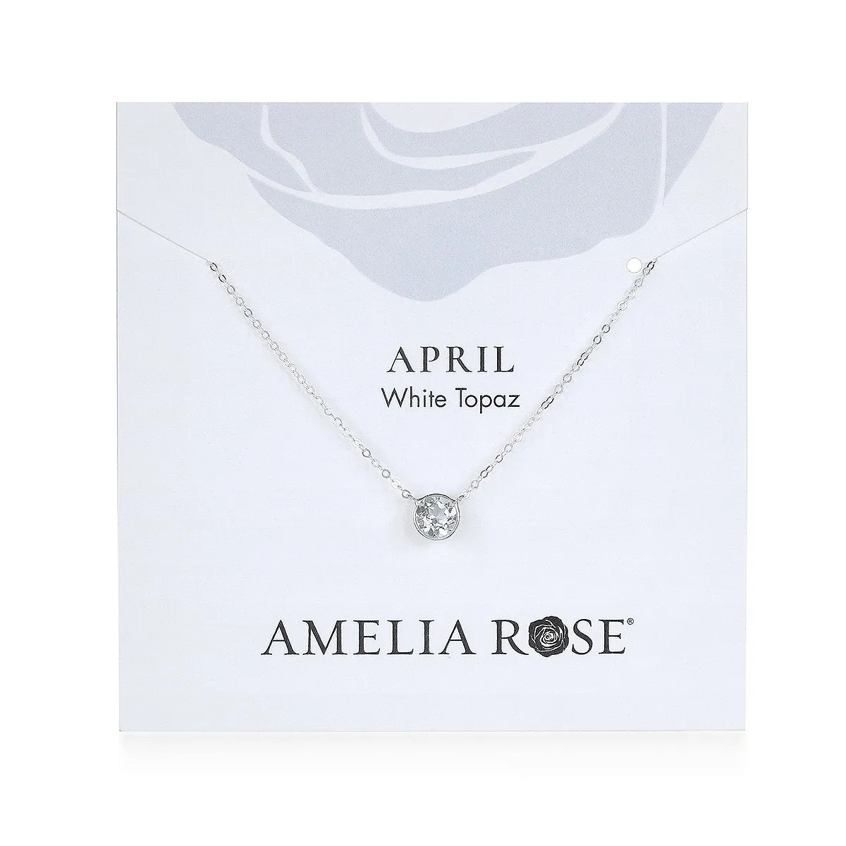 Birthstone Solitaire Necklace-April White Topaz