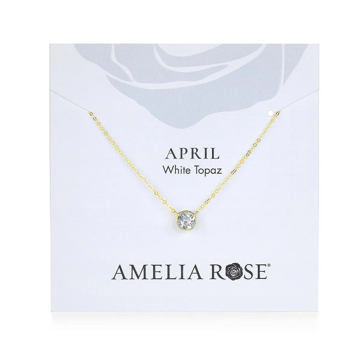 Birthstone Solitaire Necklace-April White Topaz