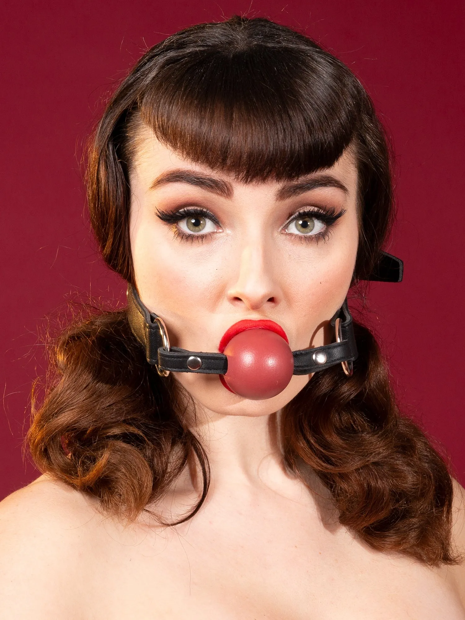 Black Leather Gag with Red Ball