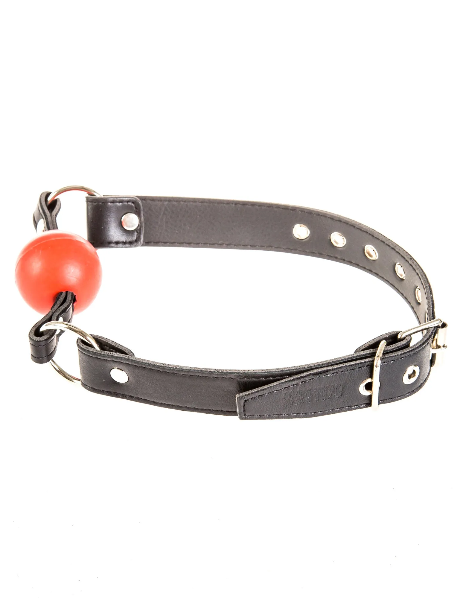 Black Leather Gag with Red Ball