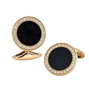 Black Onyx & Diamond 18K Gold Cufflinks | Jan Leslie