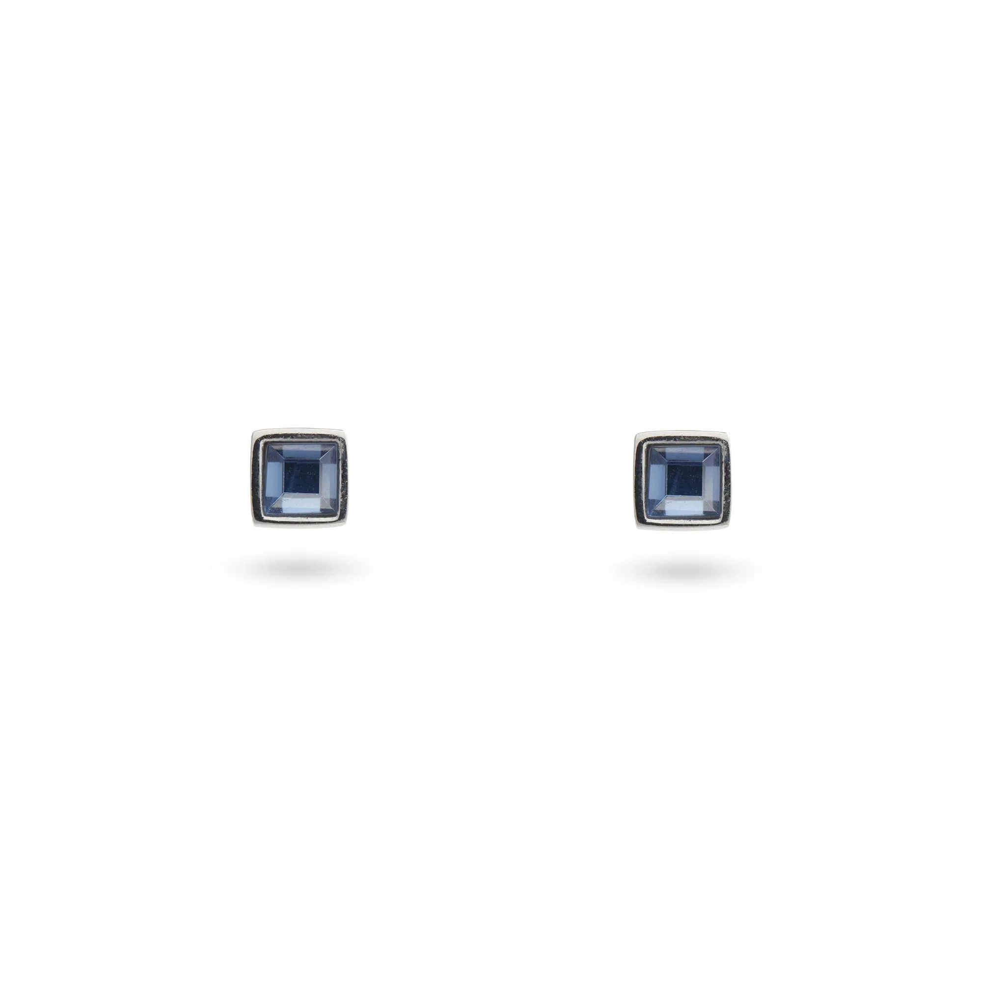 Blue Crystal Square Stud Earrings