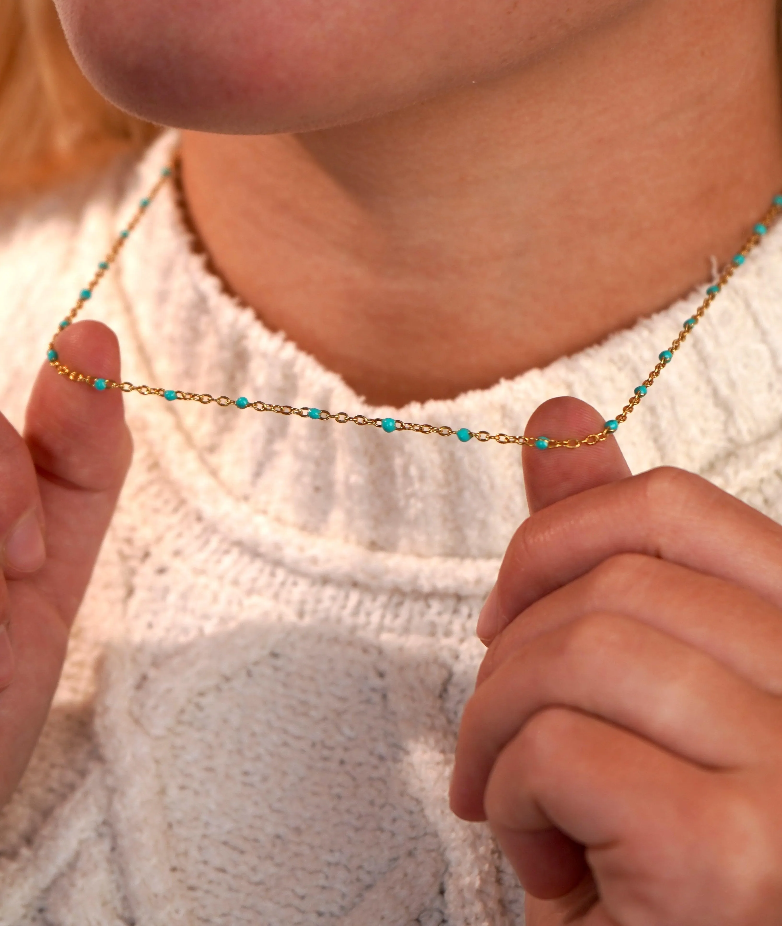 Blue Skies Enamel Dotted Necklace